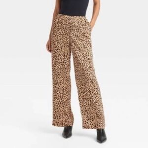 a new day Leopard Print Wide Leg Pants - Tan & Black